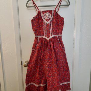 VTG Candi Jones CA Dress Paisley Floral Prairie Lace Dress Women EUC